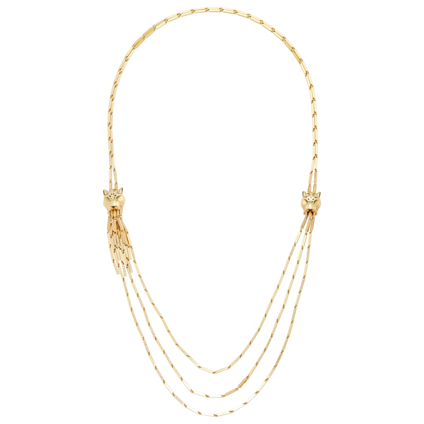 Cartier, 18K Gold Diamond Enamel Panther Necklace Cartier