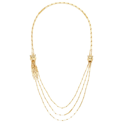 Cartier, 18K Gold Diamond Enamel Panther Necklace Cartier