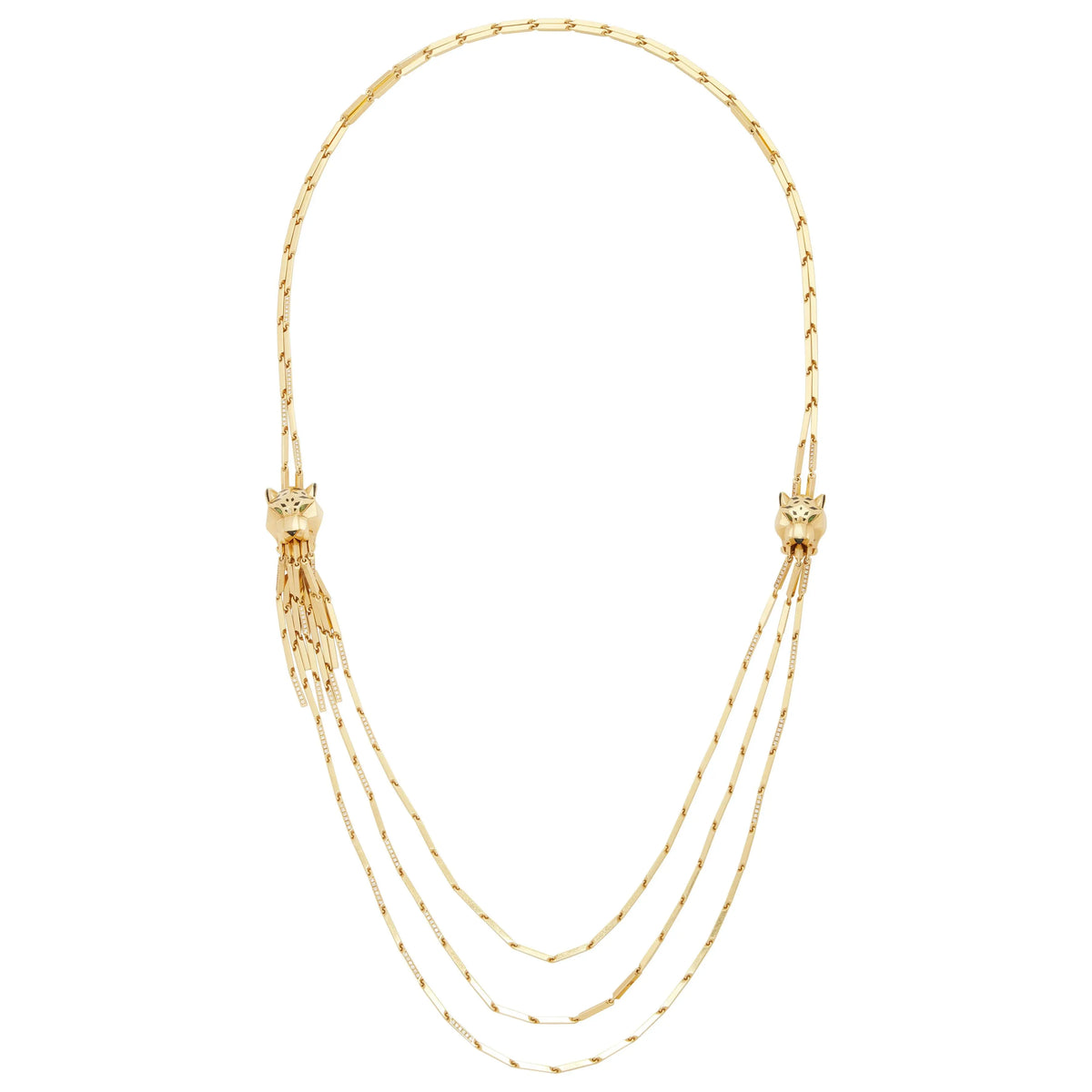 Cartier, 18K Gold Diamond Enamel Panther Necklace