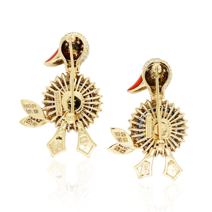 Hammerman, Two 18K Gold Gemstone Duck Brooches Hammerman