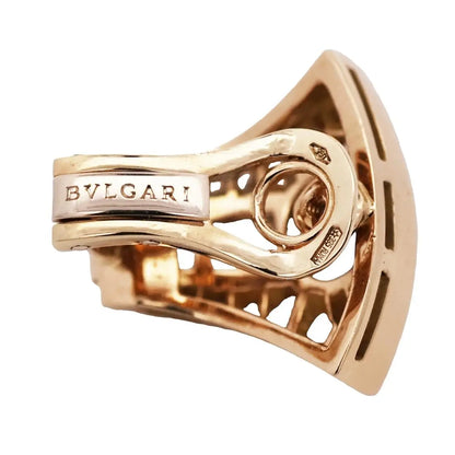 Bvlgari, 18K Gold Pink Blue Sapphire Diamond Earrings, GIA