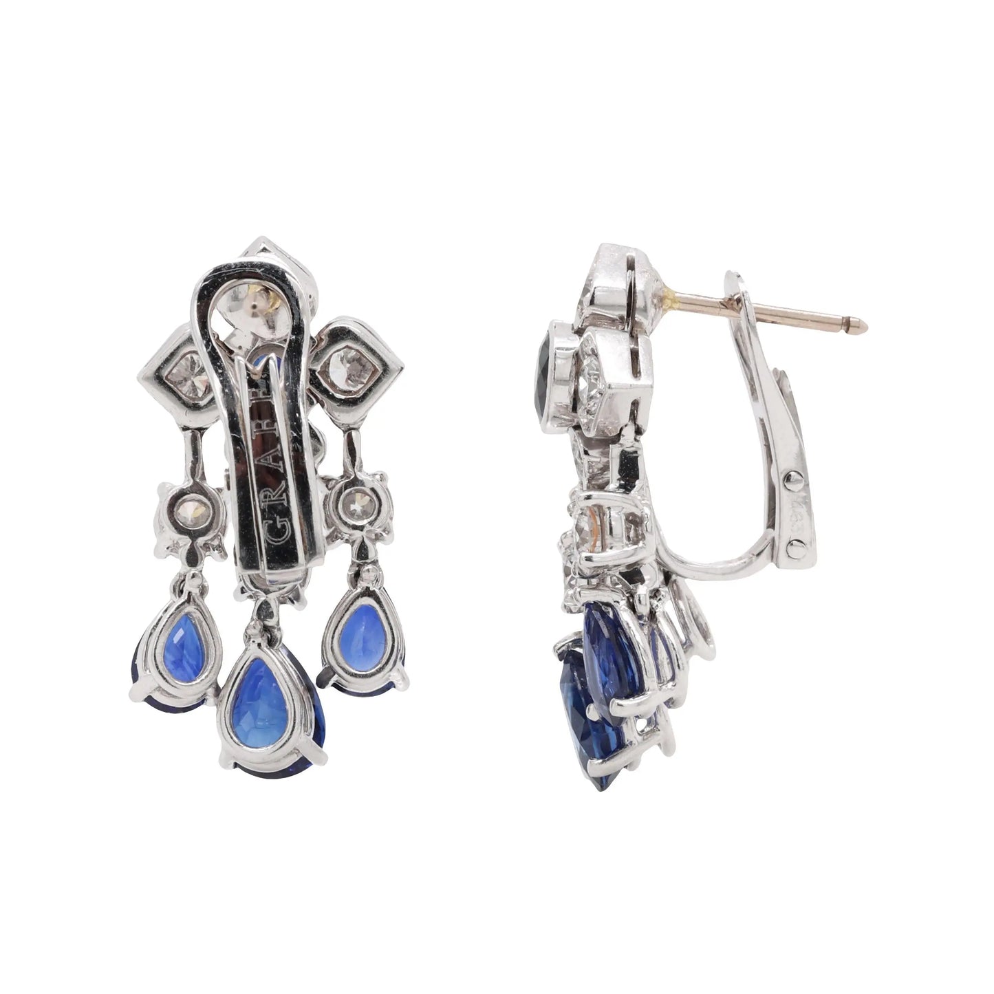 Graff, 18K Gold Sapphire Diamond Earrings