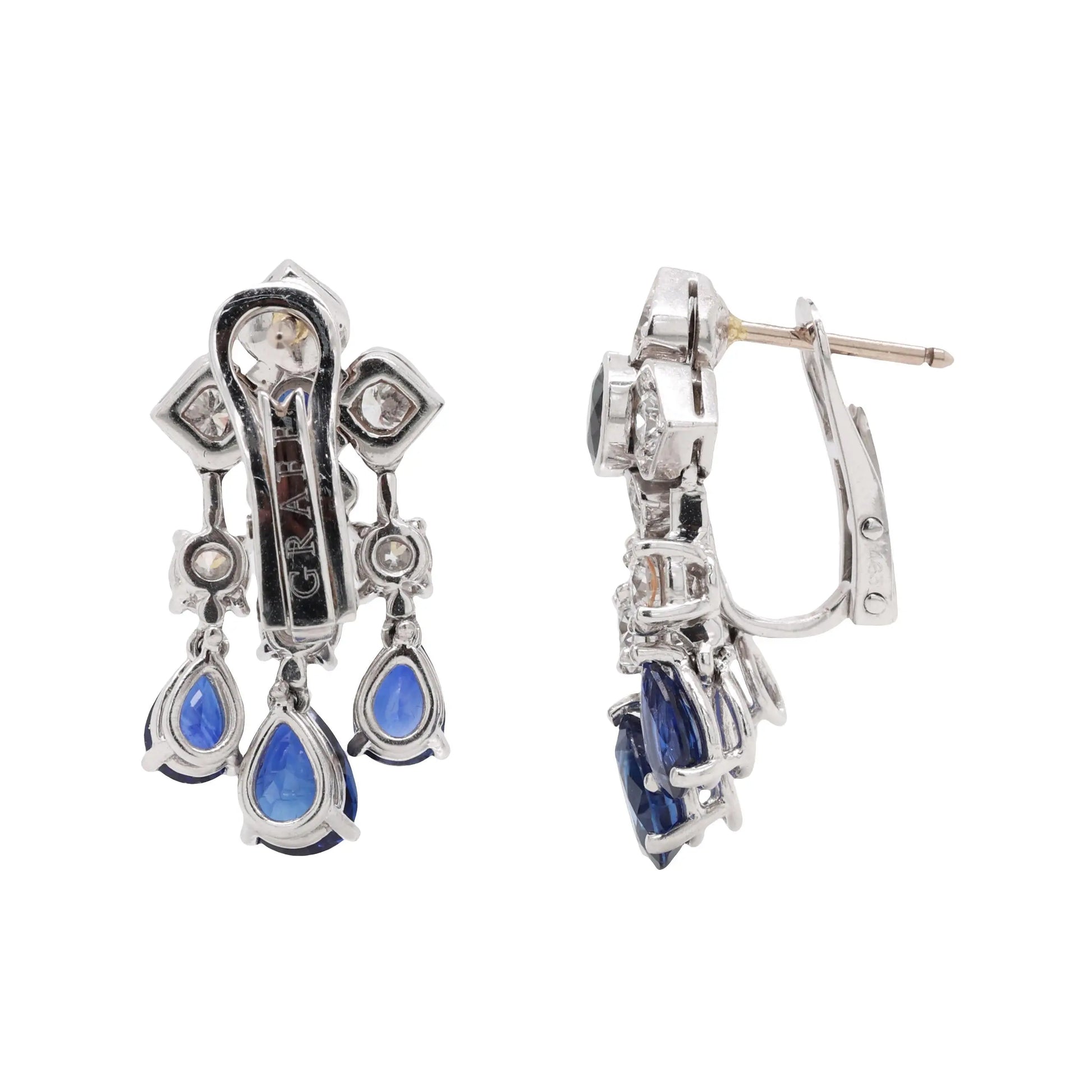 Graff, 18K Gold Sapphire Diamond Earrings