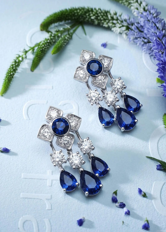 Graff, 18K Gold Sapphire Diamond Earrings
