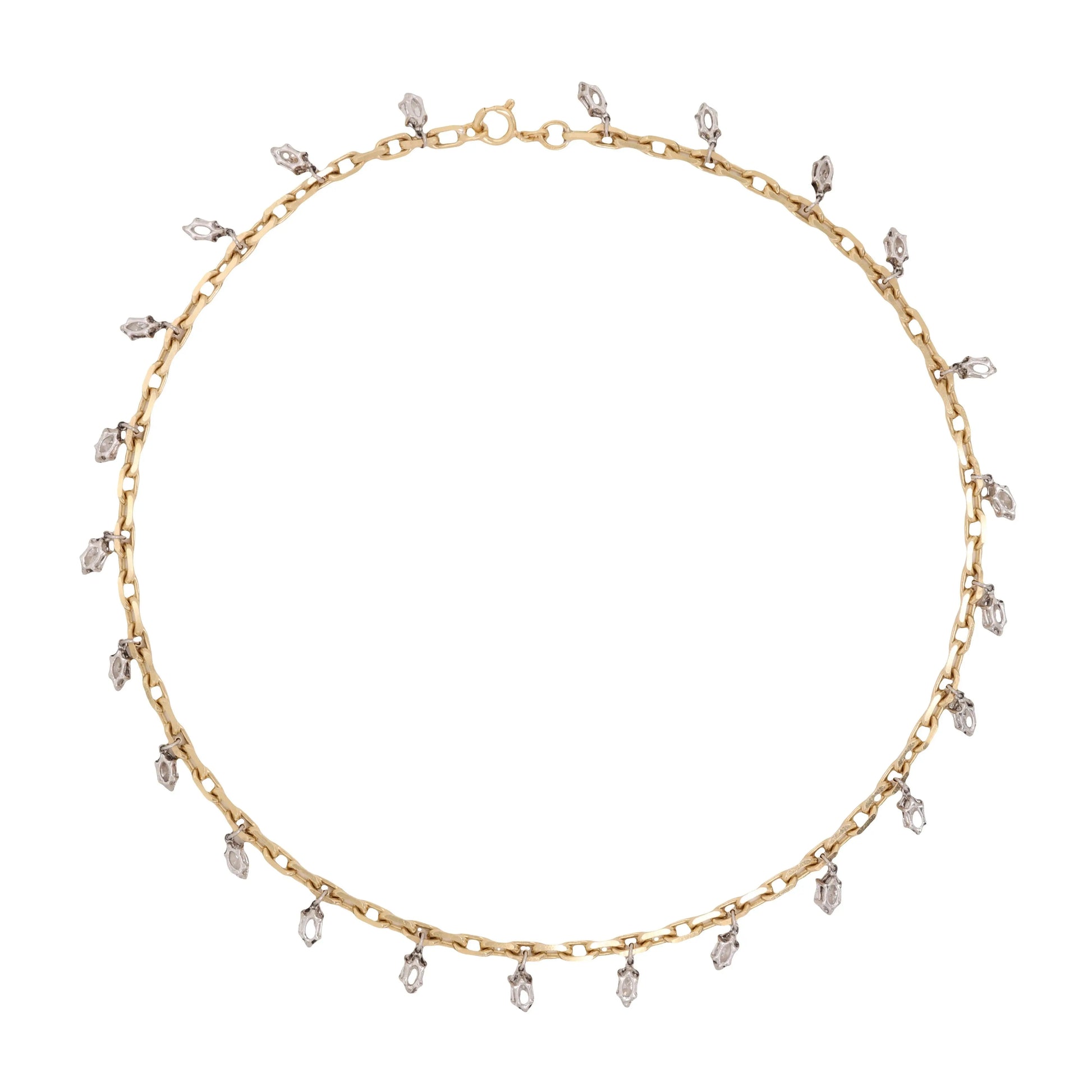Platinum 18K Gold Diamond Fringe Necklace