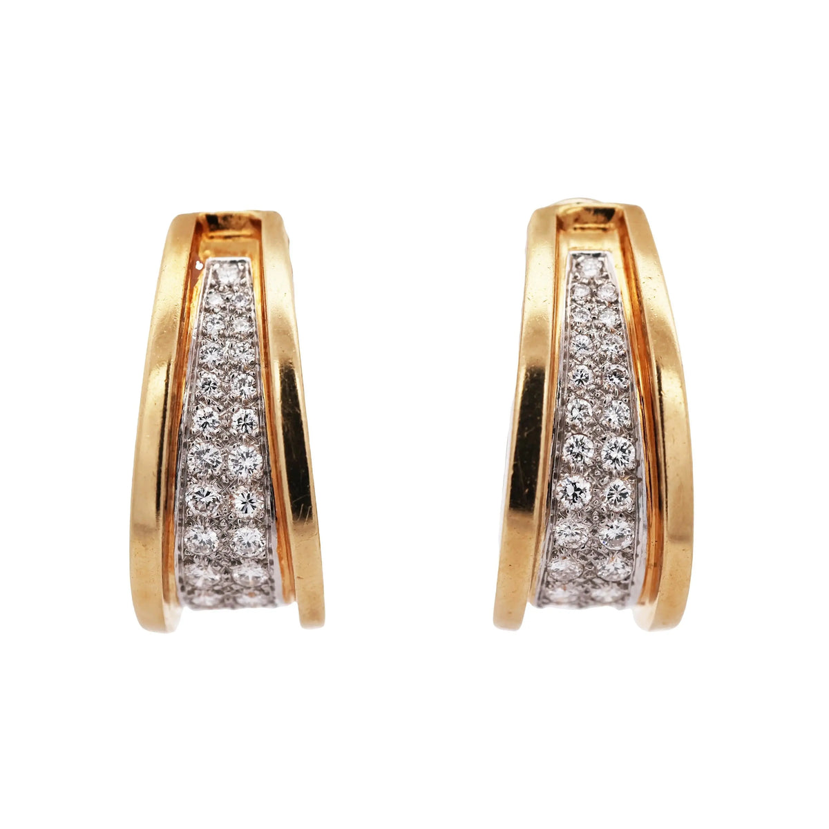18K Gold Diamond Hoop Earrings