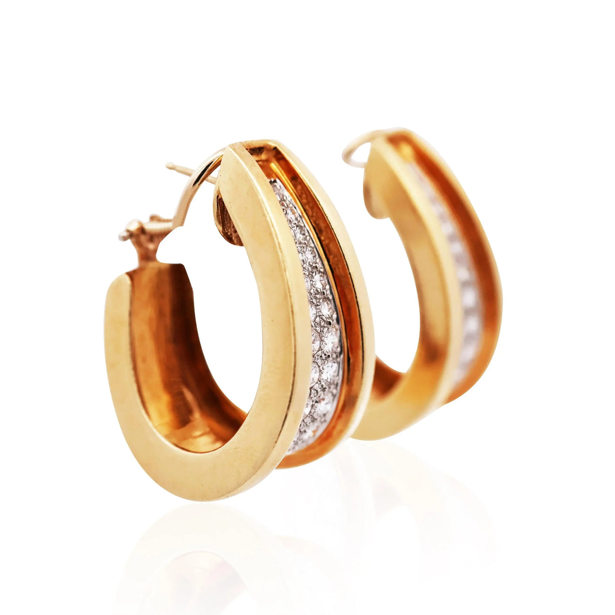 18K Gold Diamond Hoop Earrings