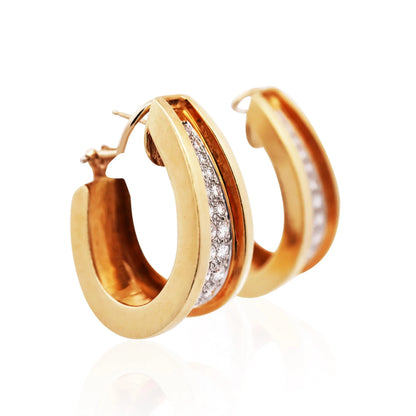 18K Gold Diamond Hoop Earrings