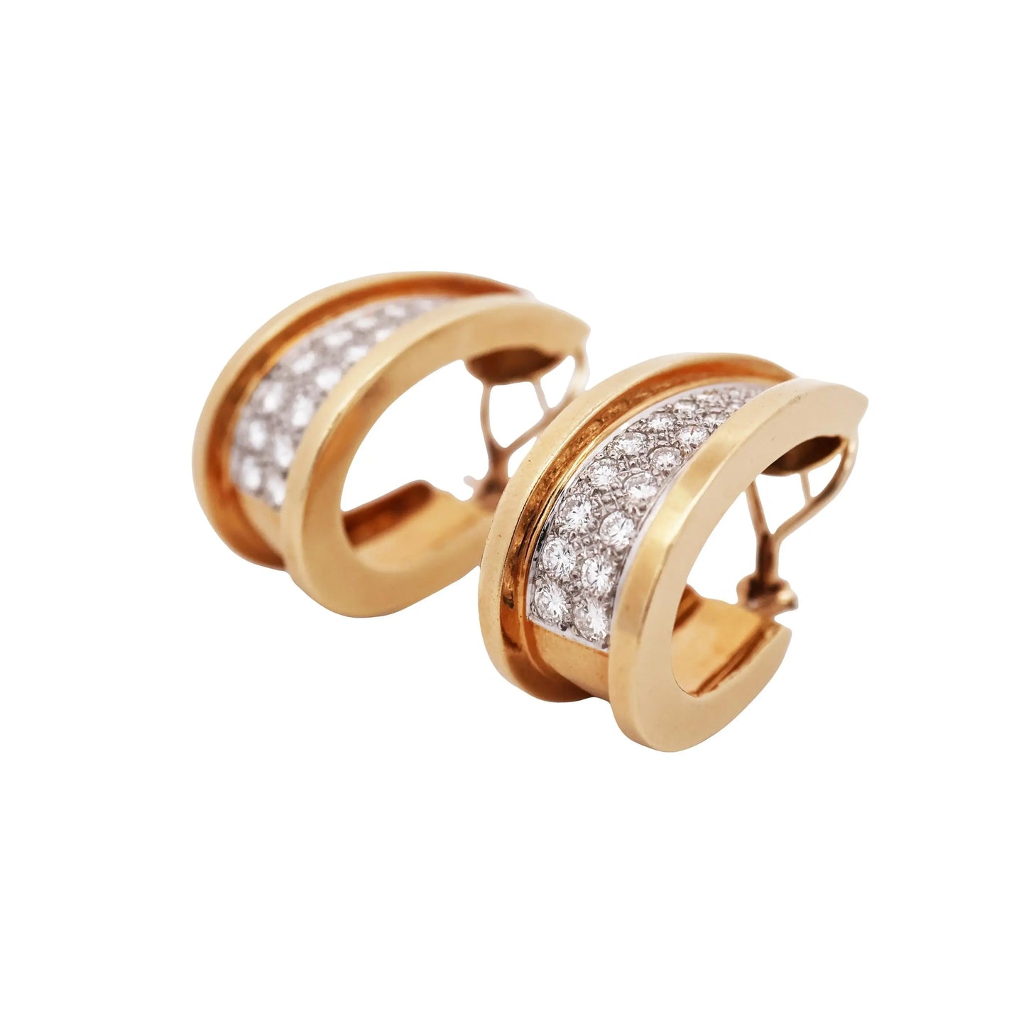 18K Gold Diamond Hoop Earrings