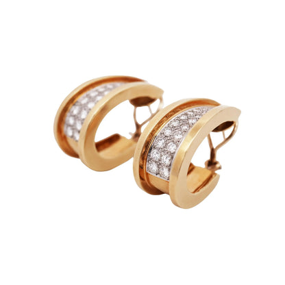 18K Gold Diamond Hoop Earrings