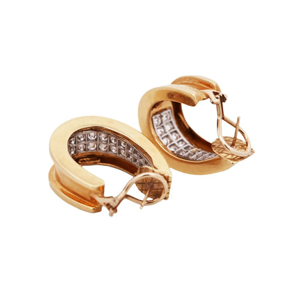 18K Gold Diamond Hoop Earrings