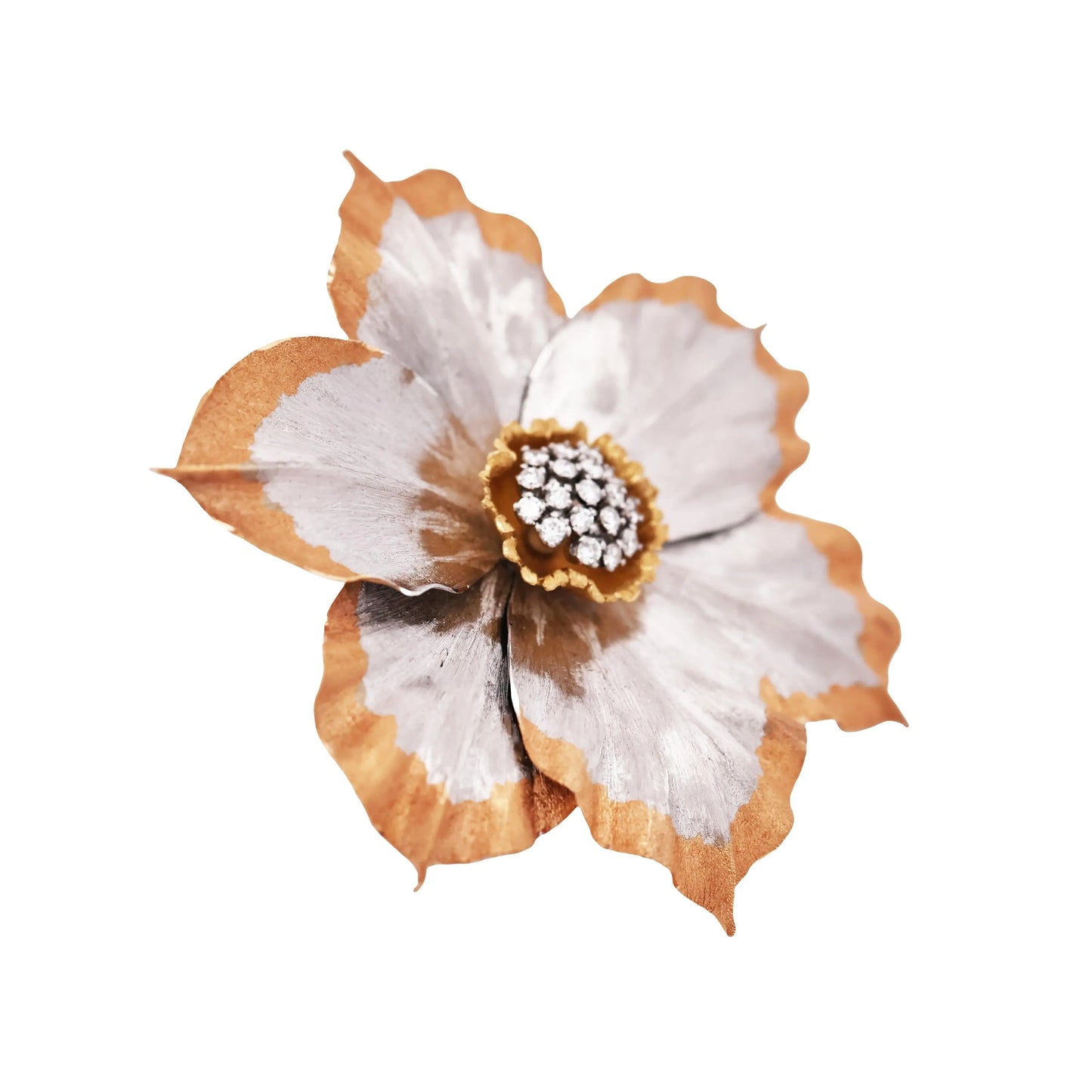 Buccellati, 18K Bi-color Gold Diamond Brooch