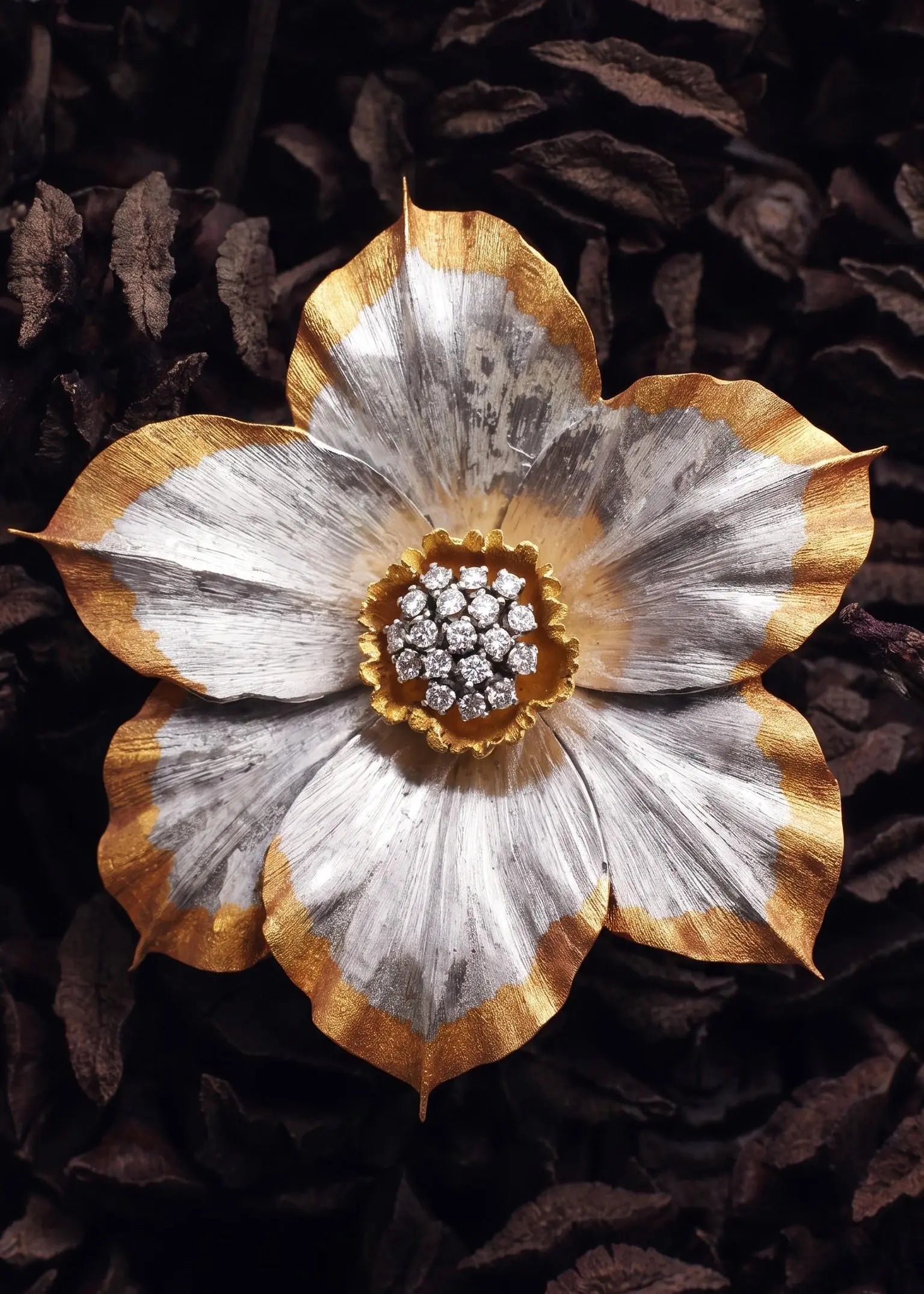 Buccellati, 18K Bi-color Gold Diamond Brooch