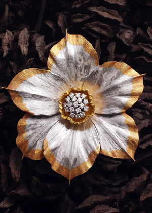 Buccellati, 18K Bi-color Gold Diamond Brooch