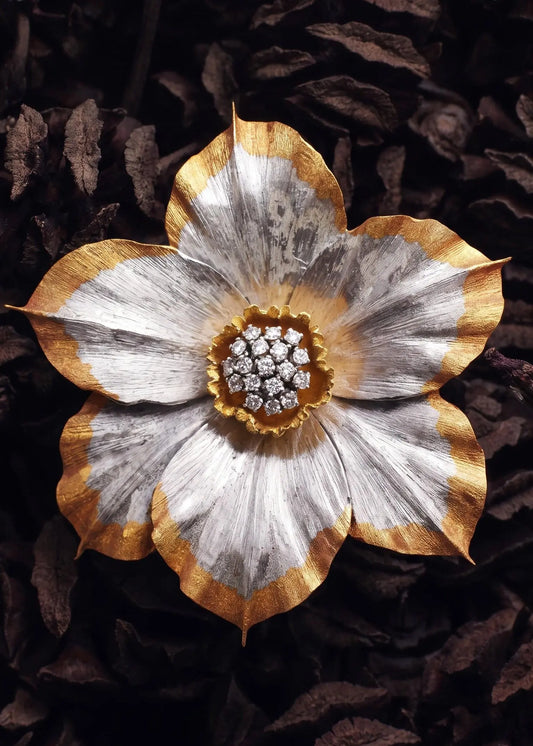Buccellati, 18K Bi-color Gold Diamond Brooch