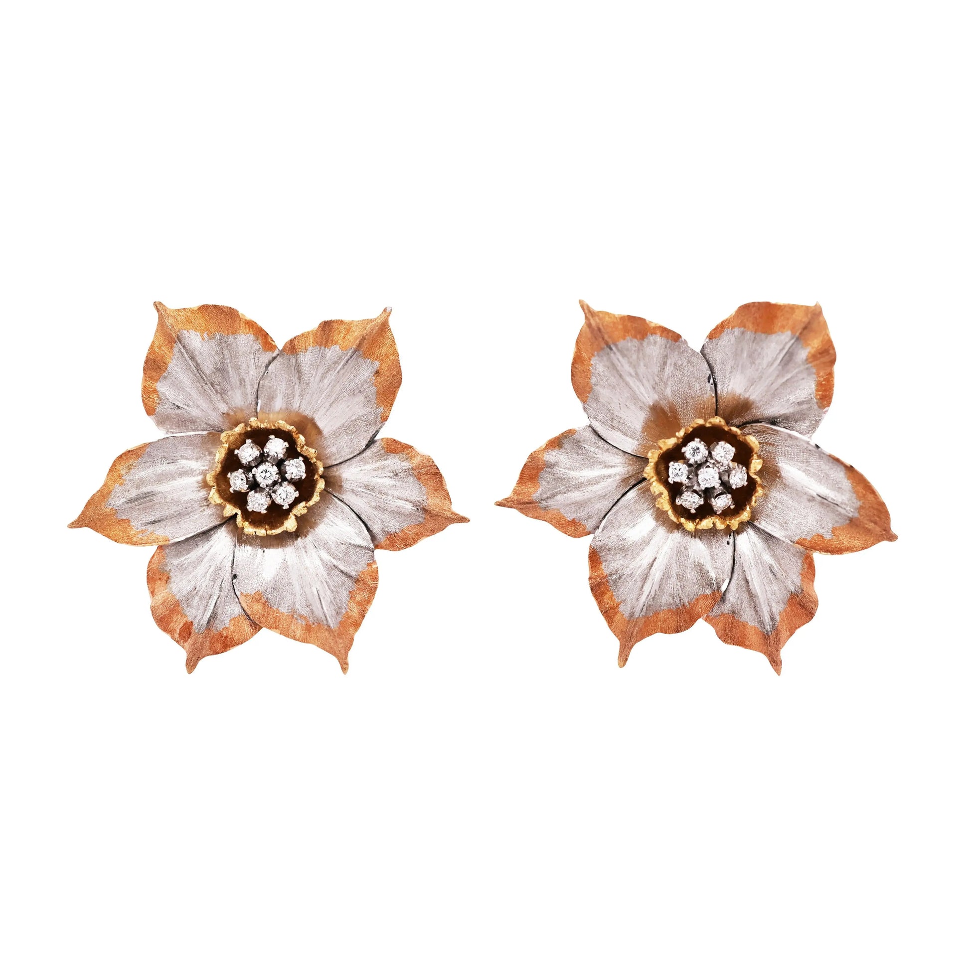 Buccellati, 18K Bi-color Gold Diamond Earrings