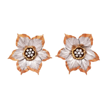 Buccellati, 18K Bi-color Gold Diamond Earrings