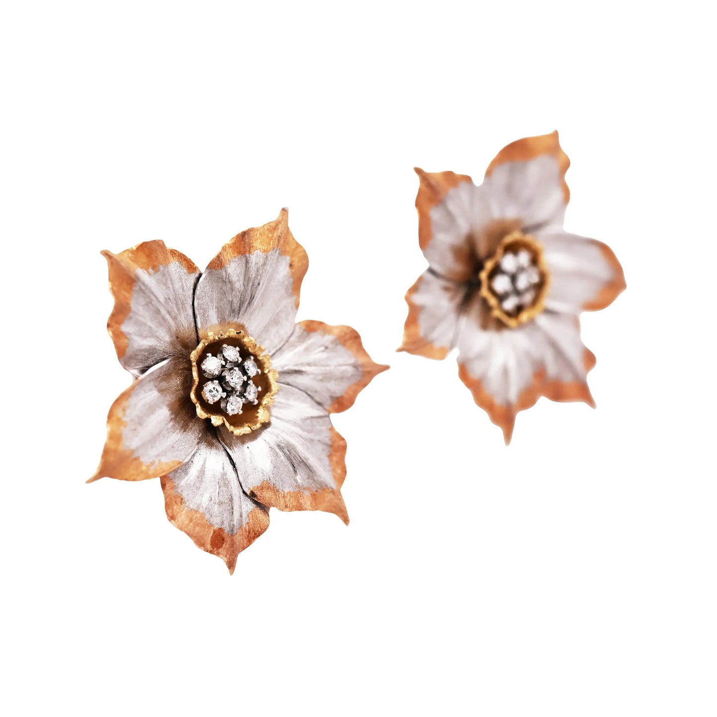 Buccellati, 18K Bi-color Gold Diamond Earrings