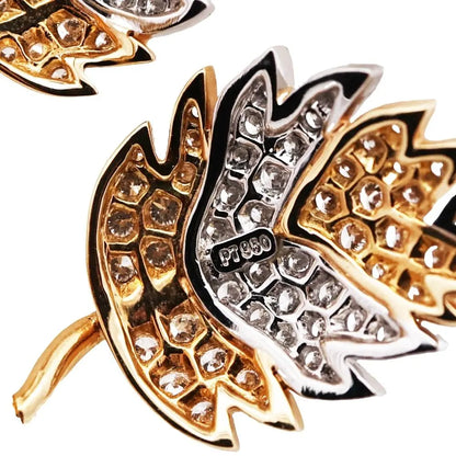 Tiffany Schlumberger, Platinum 18K Gold Diamond Leaf Brooch