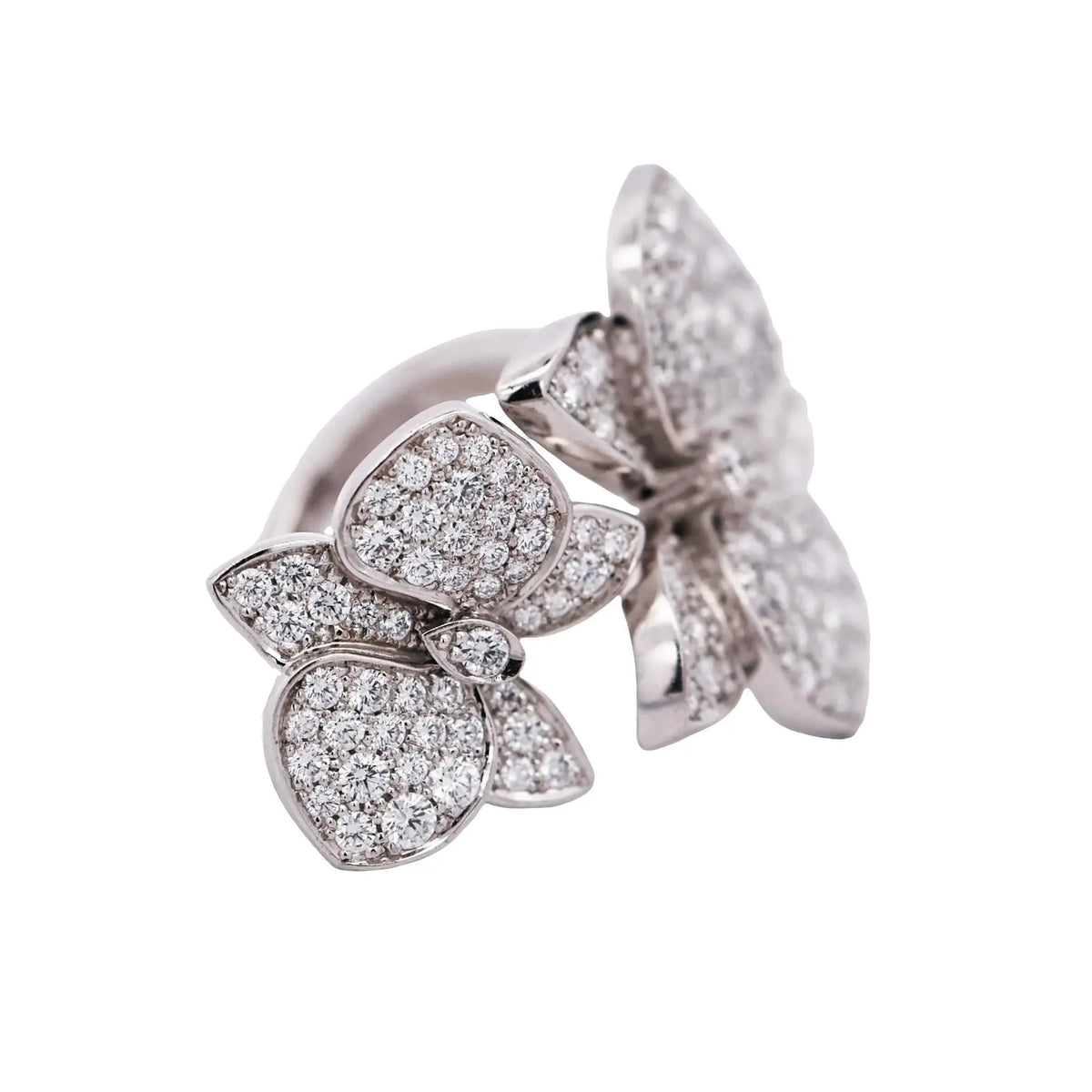 Cartier, 18K Gold Diamond Flower Ring, Certificate