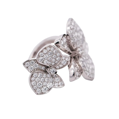 Cartier, 18K Gold Diamond Flower Ring, Certificate