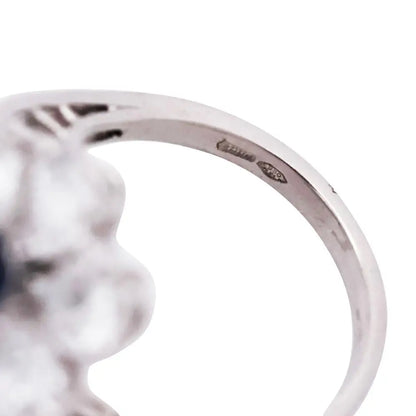 Bvlgari, Platinum Sapphire Diamond Flower Bypass Ring