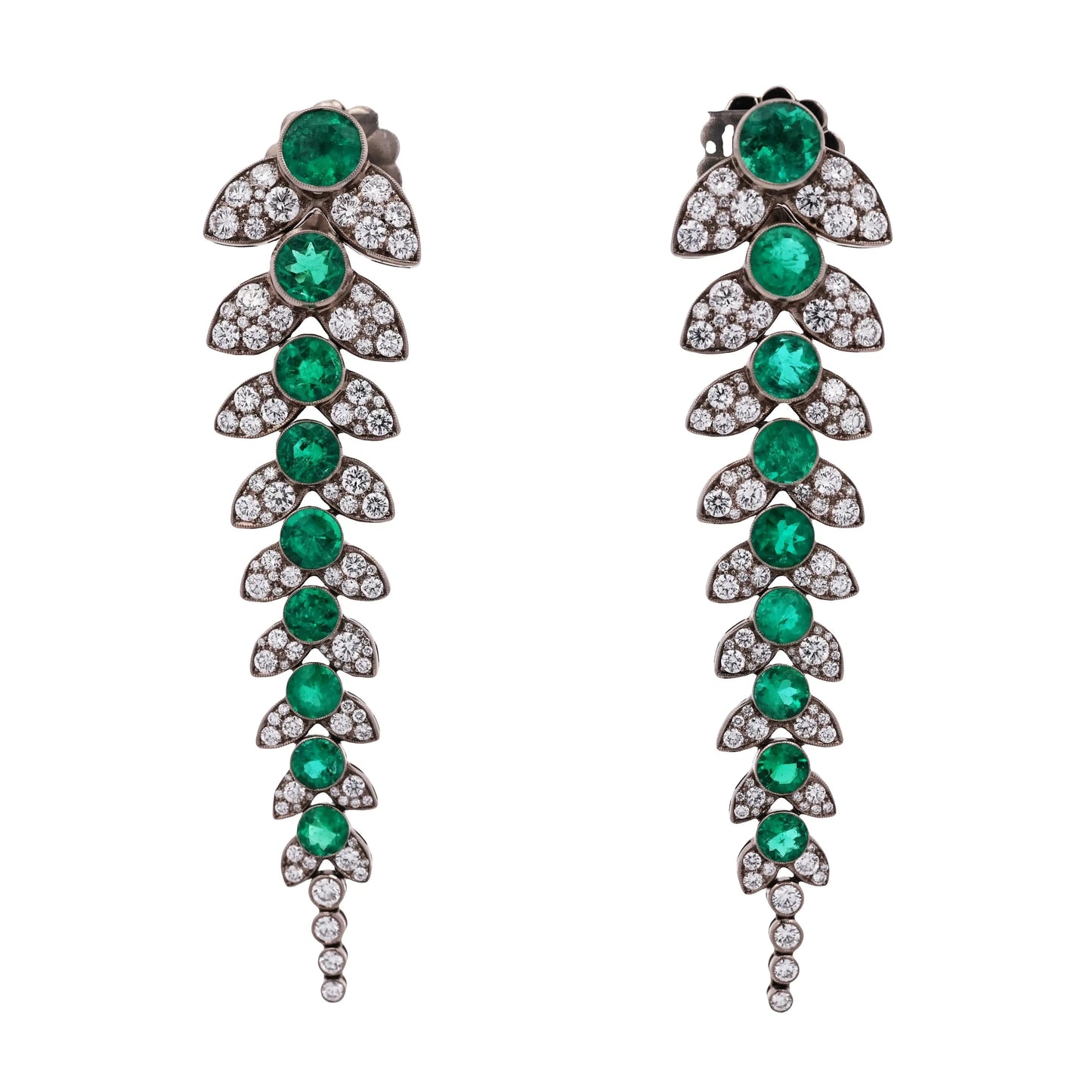 18K Gold Emerald Diamond Earrings