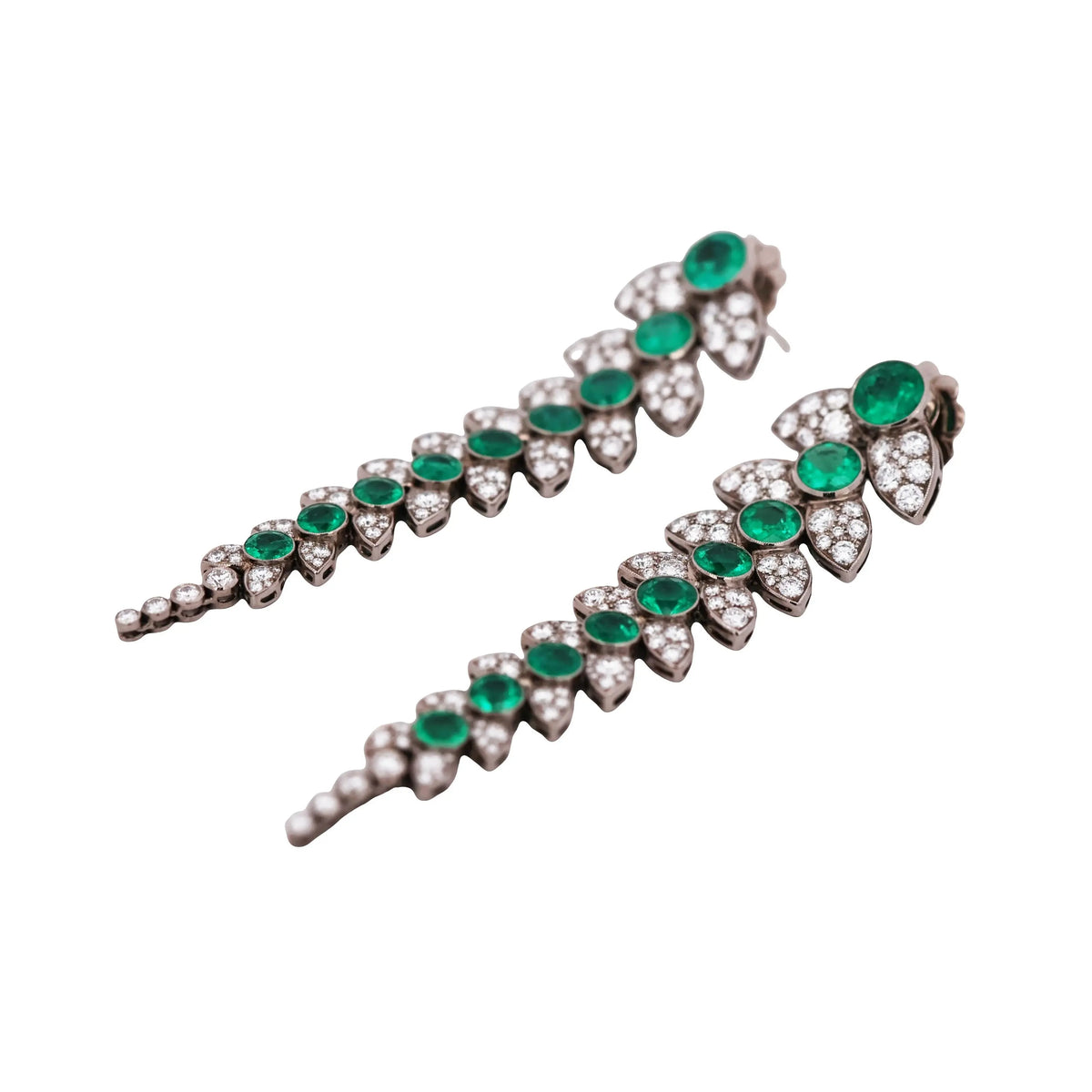 18K Gold Emerald Diamond Earrings