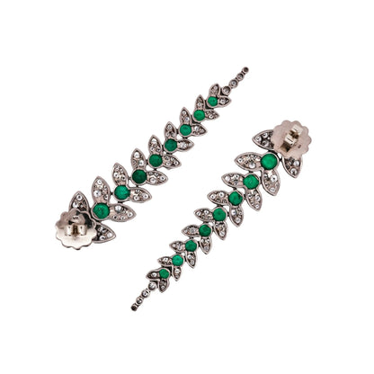 18K Gold Emerald Diamond Earrings