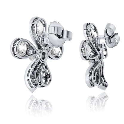 Platinum Diamond Clover Earrings, GIA