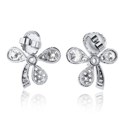 Platinum Diamond Clover Earrings, GIA