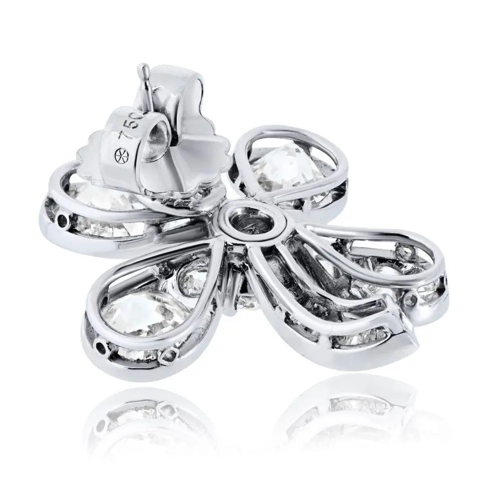 Platinum Diamond Clover Earrings, GIA