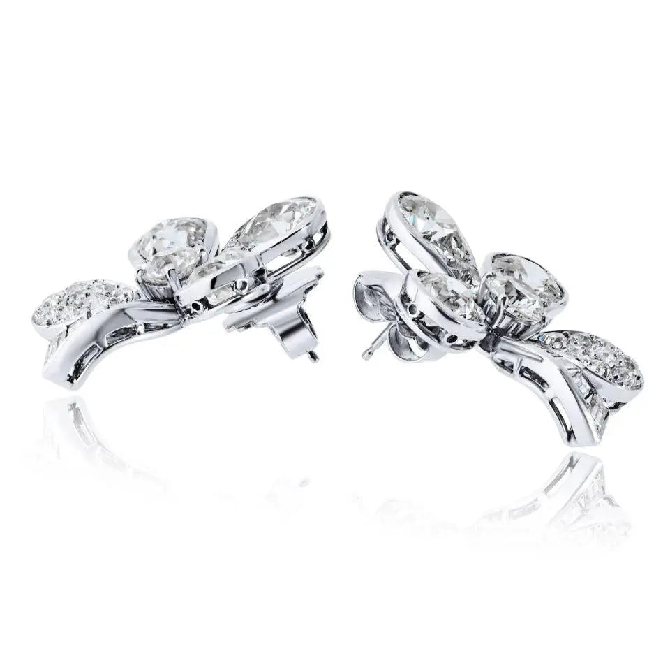 Platinum Diamond Clover Earrings, GIA