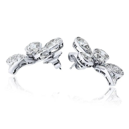 Platinum Diamond Clover Earrings, GIA