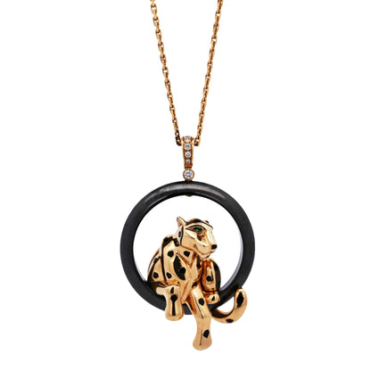 Cartier, 18K Gold Ceramic Panthere Pendant Necklace