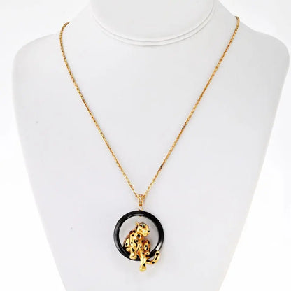Cartier, 18K Gold Ceramic Panthere Pendant Necklace