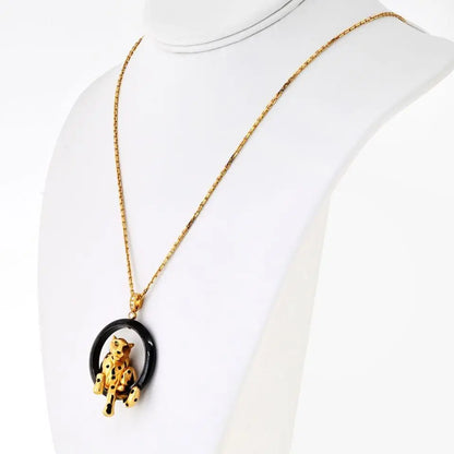 Cartier, 18K Gold Ceramic Panthere Pendant Necklace