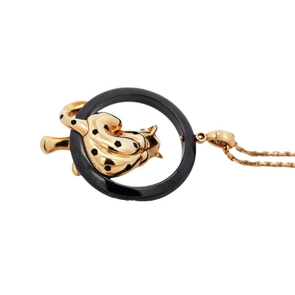 Cartier, 18K Gold Ceramic Panthere Pendant Necklace