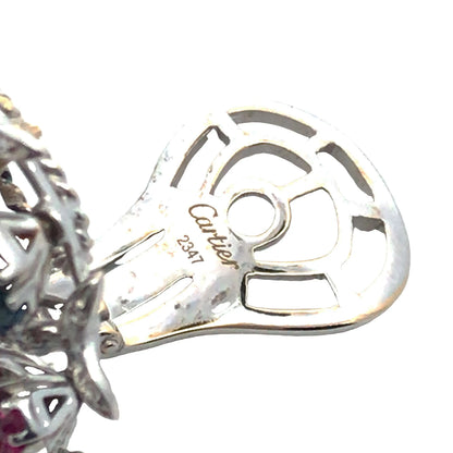 Cartier, 18K Gold Sapphire Ruby Diamond Diamond Tremblant Earrings