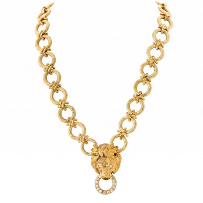 Van Cleef & Arpels, 18K Gold Lion-head Necklace