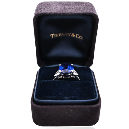 Tiffany, Platinum 7.08ct Burma no-heat Sapphire Diamond Ring, AGL, SSEF, Gubelin