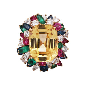 Oscar Heyman, 22.53ct Ceylon no-heat Yellow Sapphire Gemstone Diamond Ring, AGL