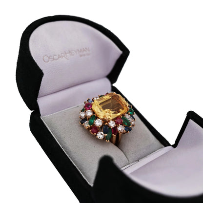 Oscar Heyman, 22.53ct Ceylon no-heat Yellow Sapphire Gemstone Diamond Ring, AGL