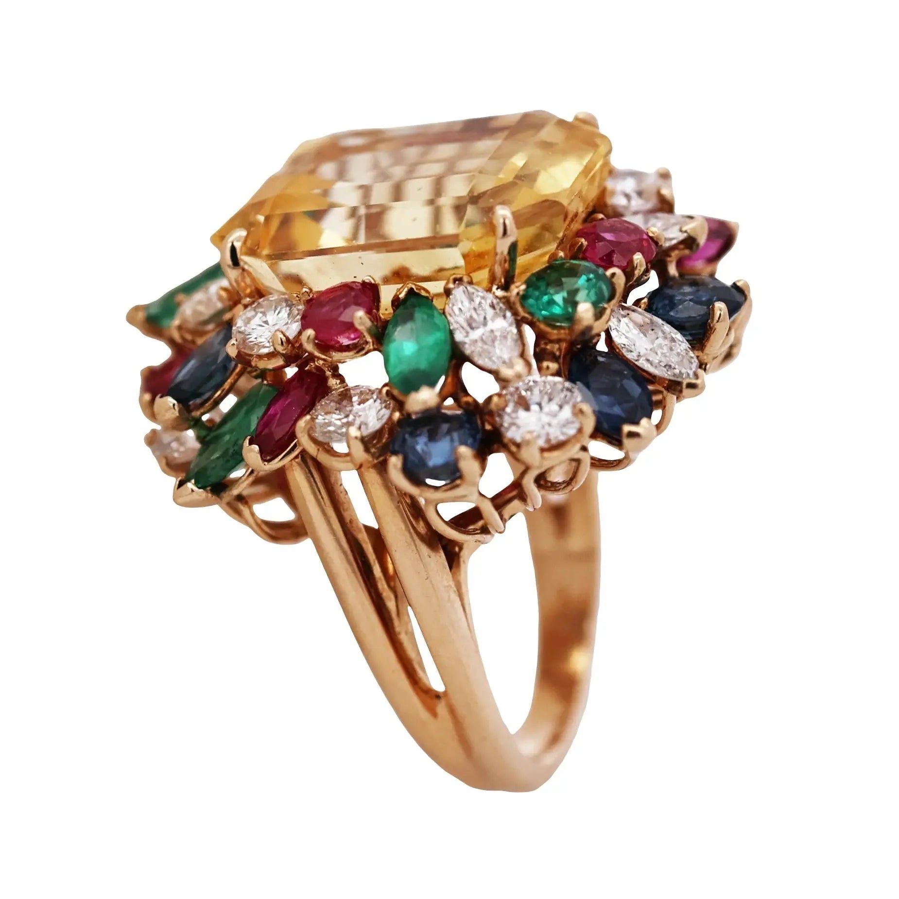 Oscar Heyman, 22.53ct Ceylon no-heat Yellow Sapphire Gemstone Diamond Ring, AGL