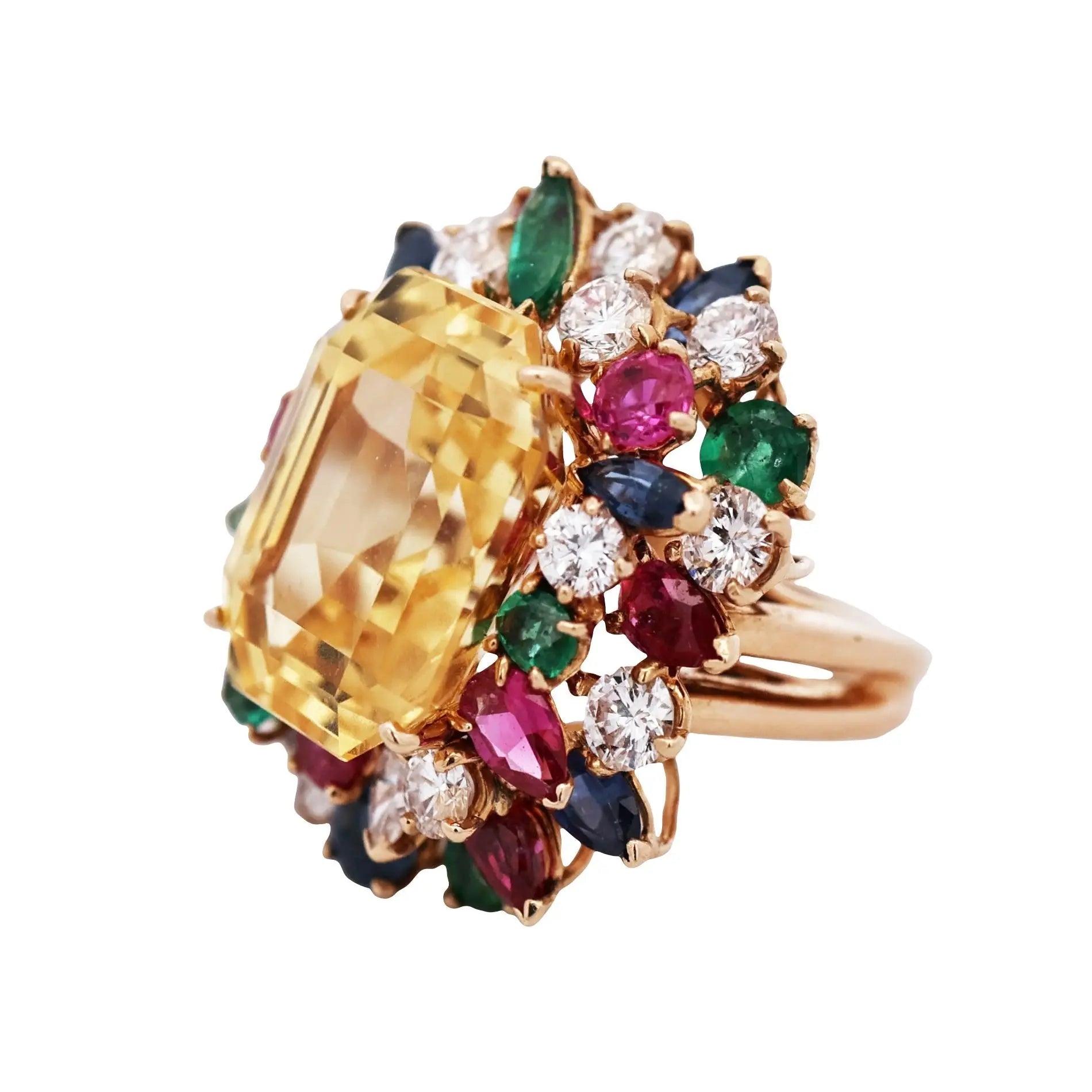 Oscar Heyman, 22.53ct Ceylon no-heat Yellow Sapphire Gemstone Diamond Ring, AGL