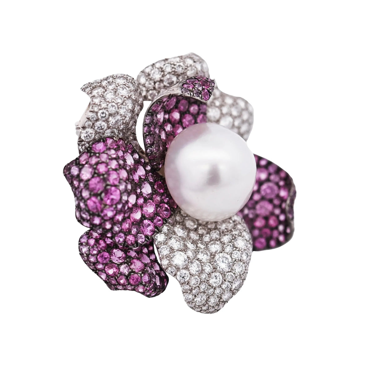 de Grisogono, 18K Gold Pink Sapphire Diamond Pearl Brooch, Certificate