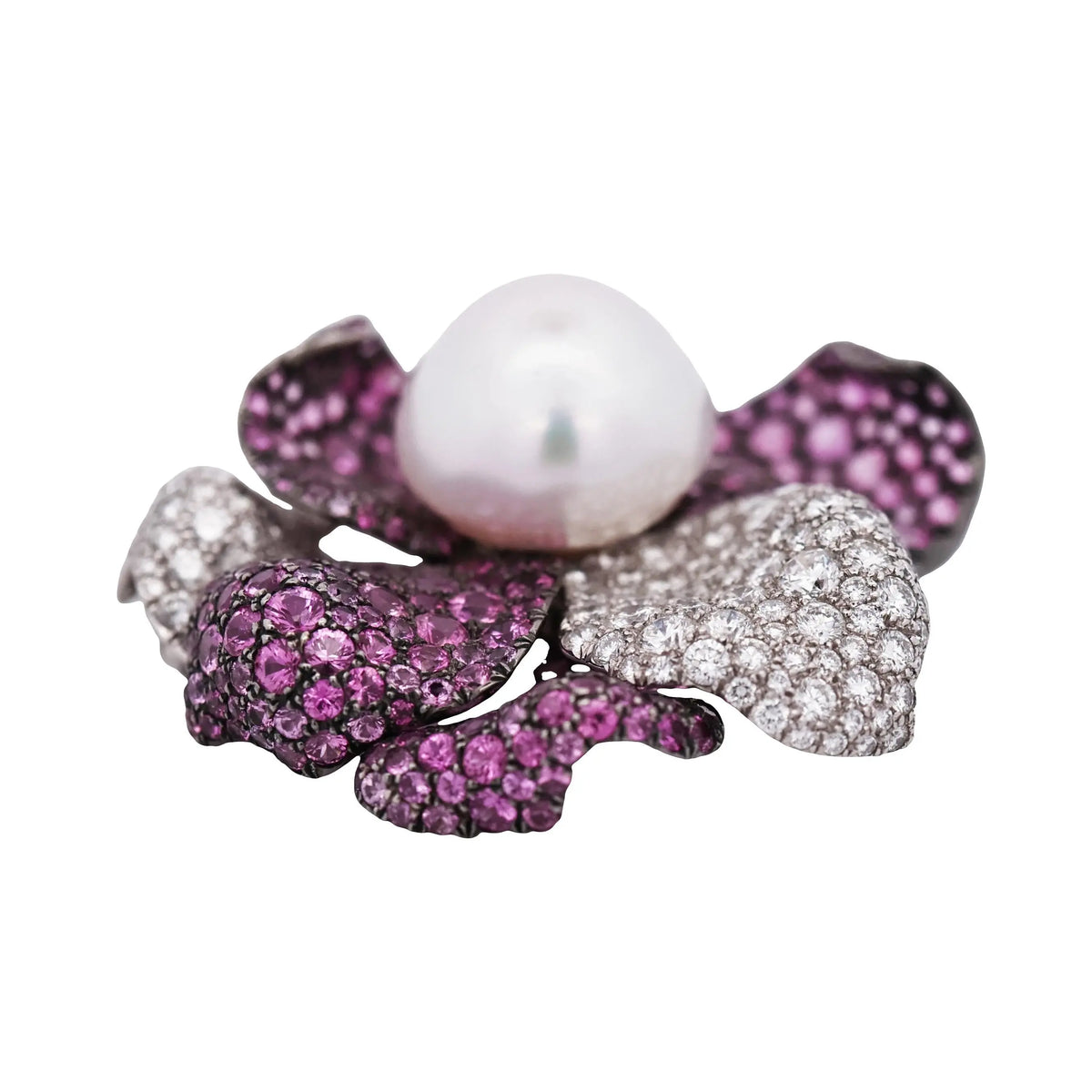 de Grisogono, 18K Gold Pink Sapphire Diamond Pearl Brooch, Certificate