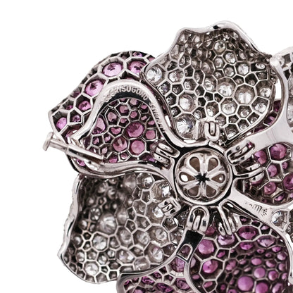 de Grisogono, 18K Gold Pink Sapphire Diamond Pearl Brooch, Certificate