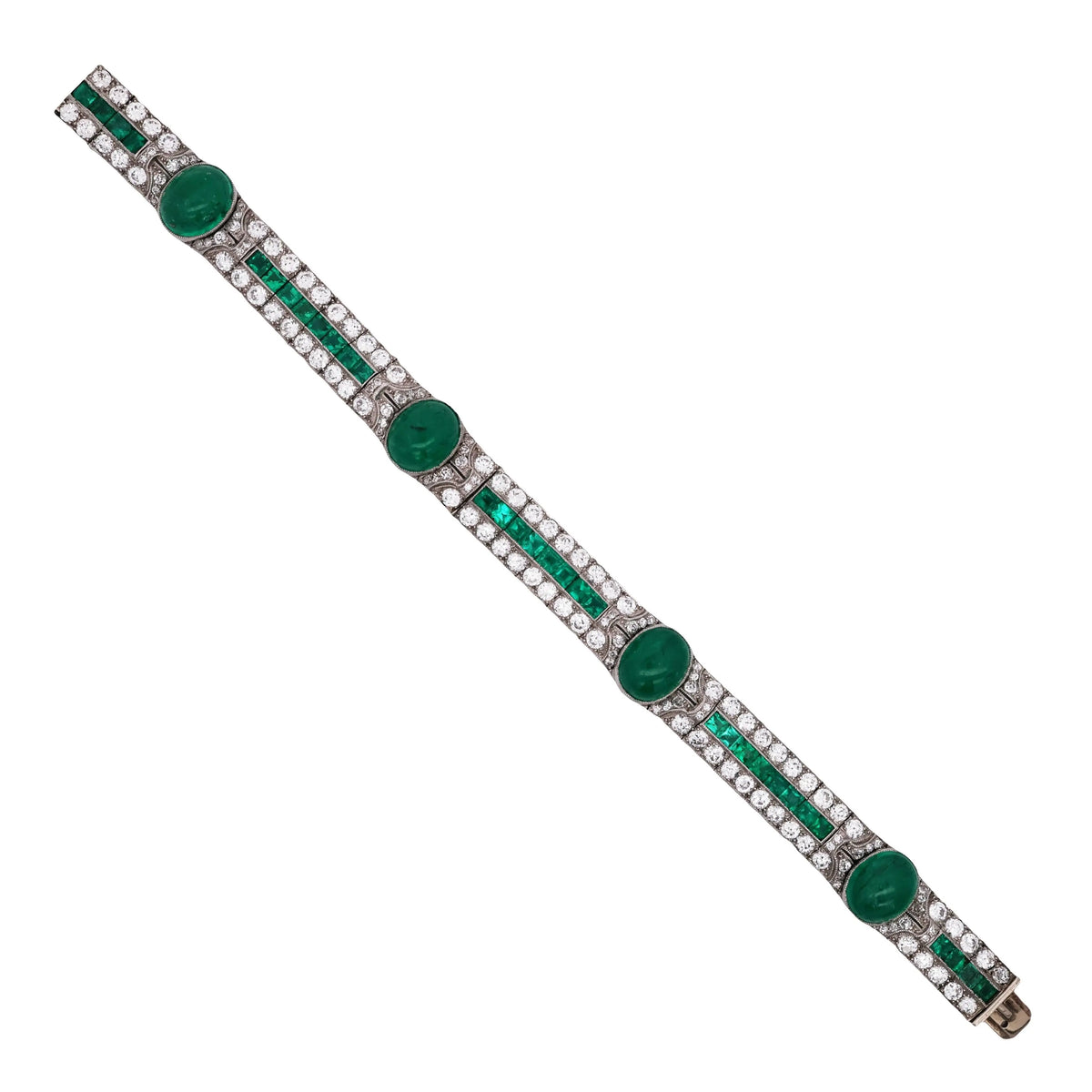 Art Deco, Platinum Emerald Diamond Bracelet