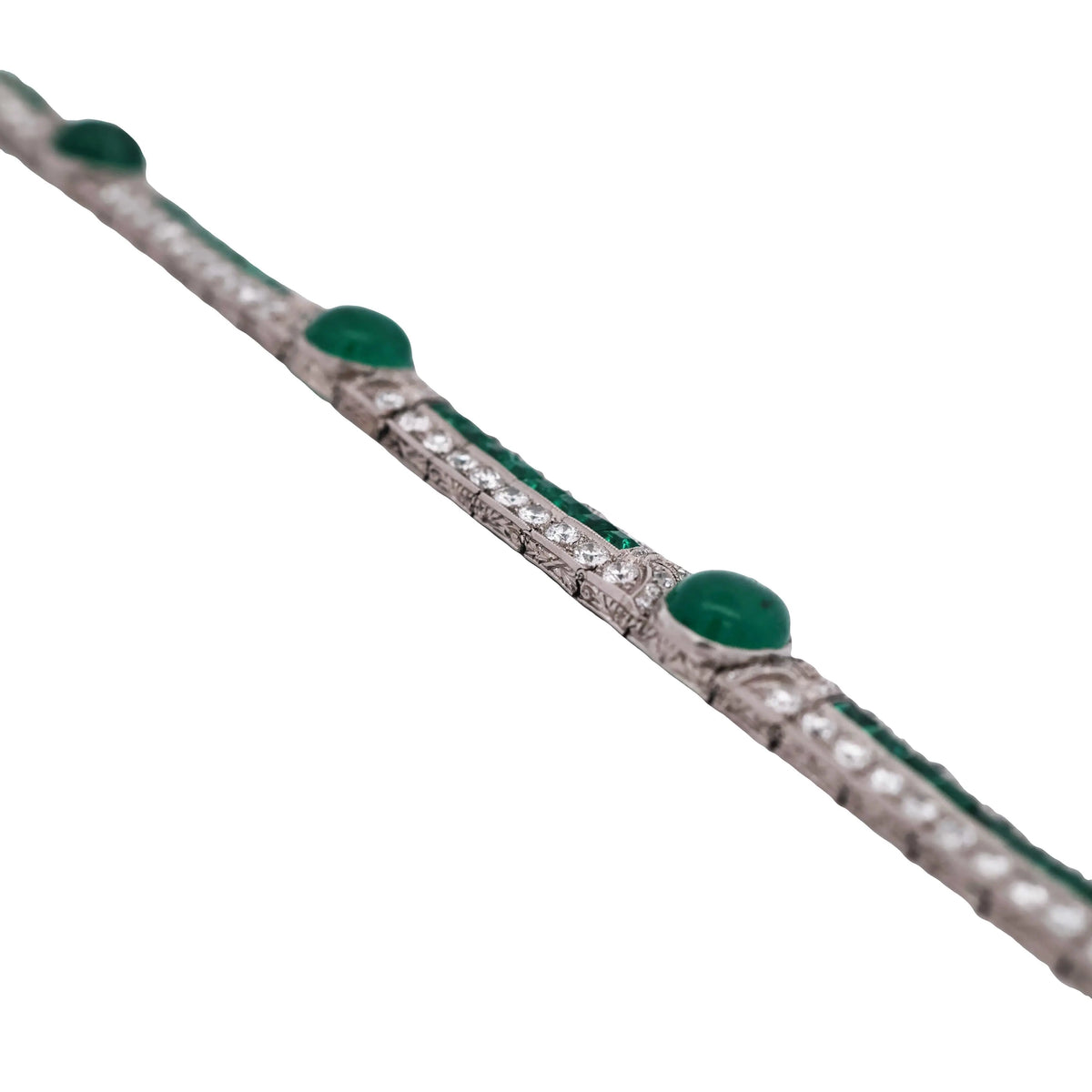 Art Deco, Platinum Emerald Diamond Bracelet